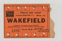 Boston and Maine Railroad 1890c Wakefield Twelve Ride Ticket , Perkins Collection 1873 to 1890c Railway Timetables and Tickets